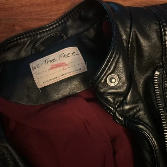 Free People We the Free Faux Leather Jacket With Buckles Size Large